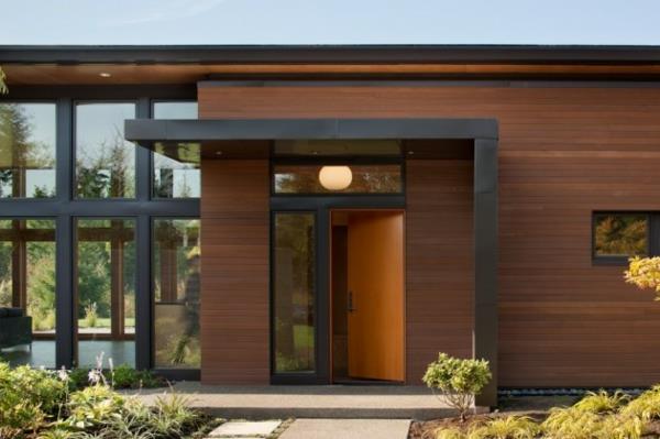 zaprojektuj nowoczesny dom zrównoważona architektura strefa wejściowa przed dziedzińcem