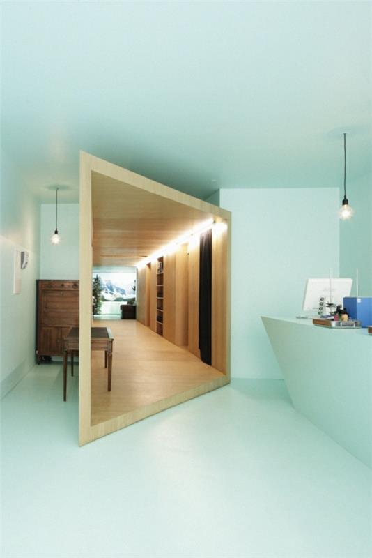 Miroir de meubles en bois de couleur de mur vert menthe de design d'intérieur moderne