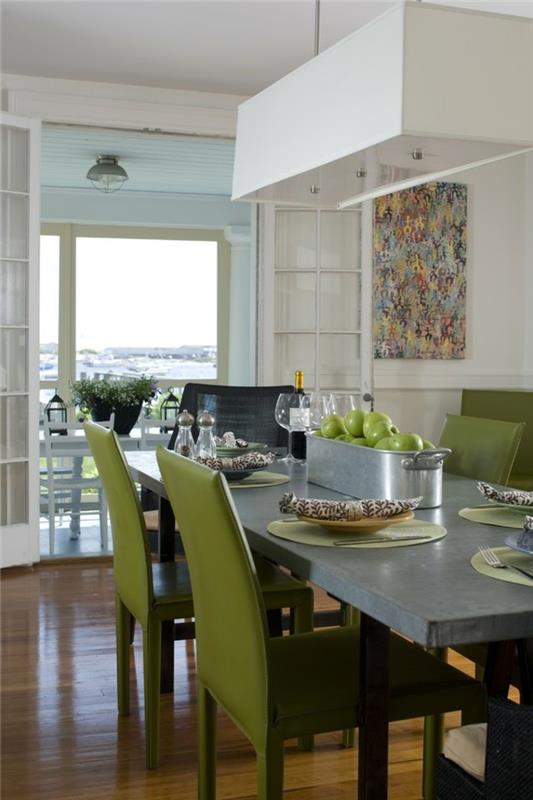 chaises modernes salle à manger vert frais ajout à la table à manger