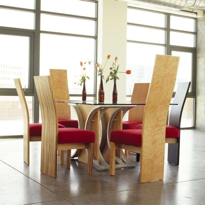 chaises modernes salle à manger élégantes et confortables accents rouges