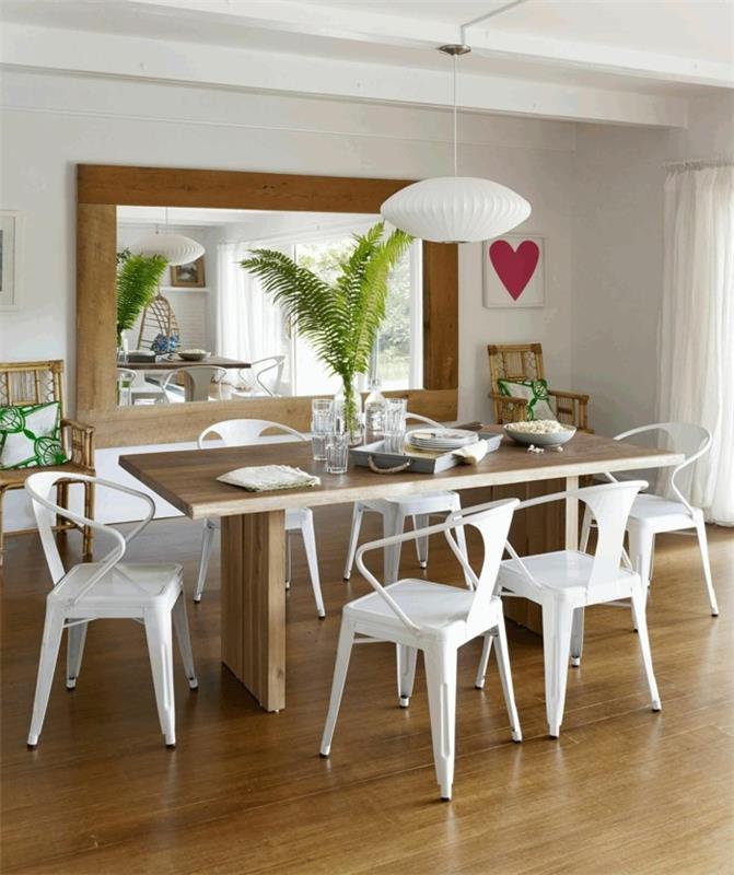 chaises modernes salle à manger chaises blanches miroir mural