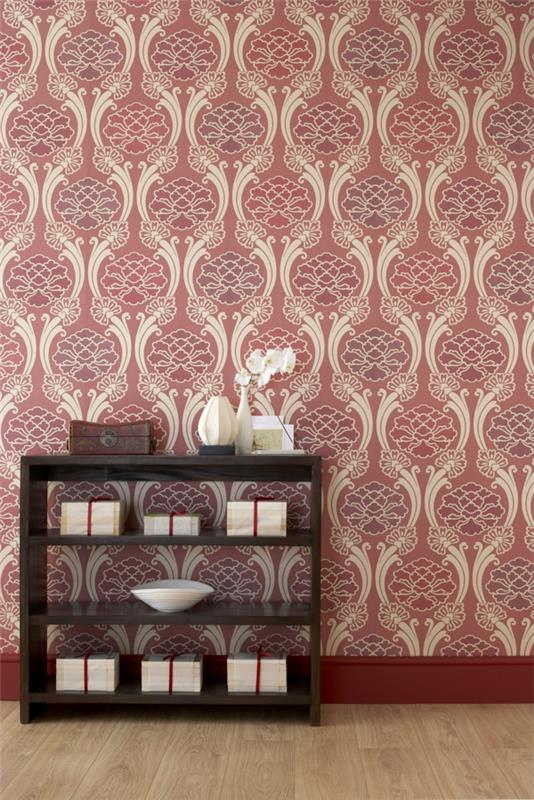 papier peint moderne rouge beige combinaison mur design