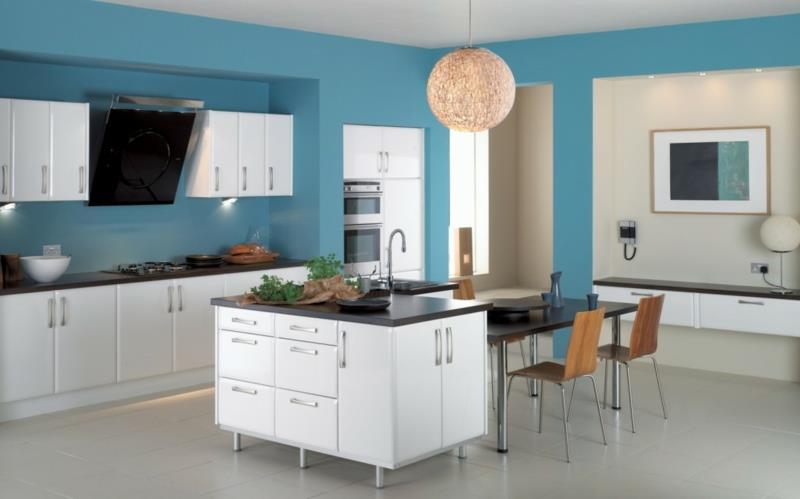 peintures murales modernes peinture murale de cuisine bleu couleur tendance