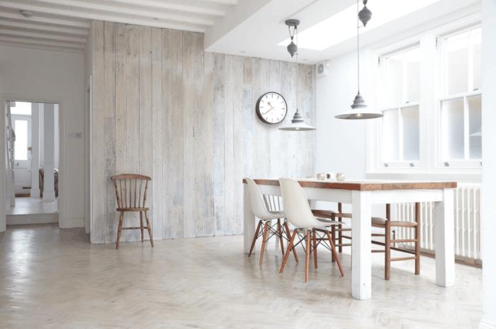 nowoczesna ściana minimalistyczna kuchnia drewniana ściana