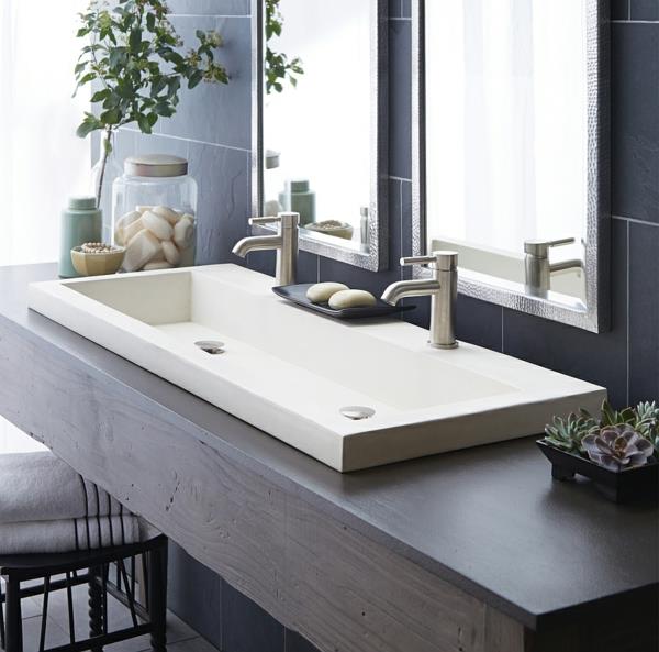nowoczesny projekt łazienki z umywalką ręcznie robiony biały