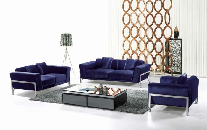 nowoczesne meble do salonu luksusowe ciemnoniebieskie meble