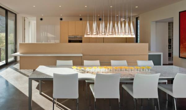 salle à manger moderne table à manger chaises cuisine avec îlot