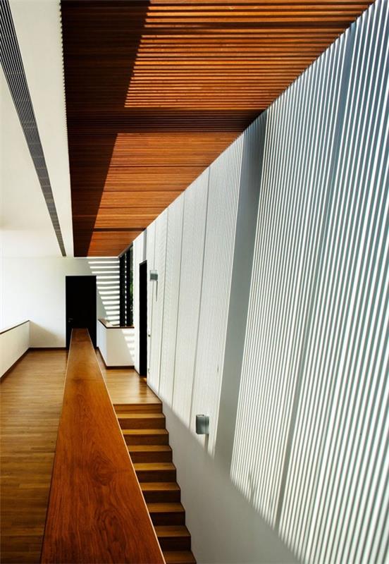 maison moderne singapour architecture durable cage d'escalier bois