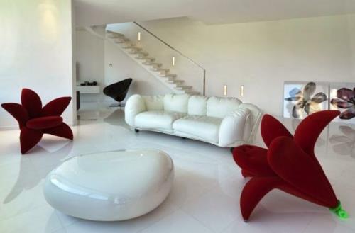 design d'intérieur moderne à la maison fauteuil velours fleur rouge