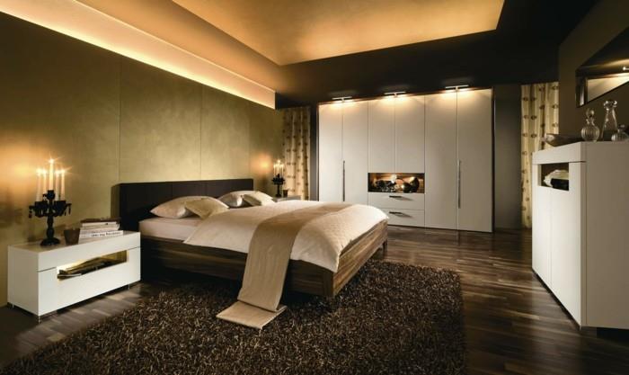 chambre à coucher moderne tapis marron beau revêtement de sol éclairage moderne