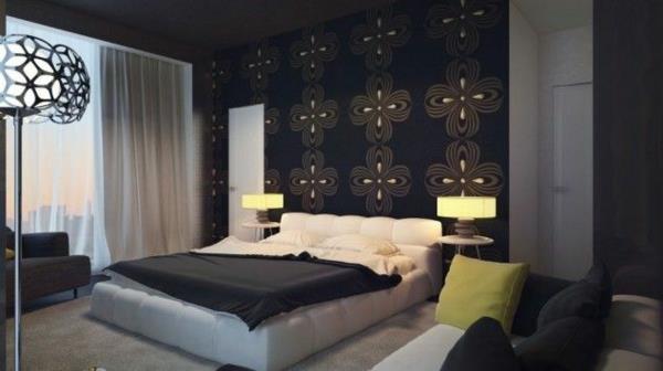 nowoczesny projekt ściany sypialni czarny