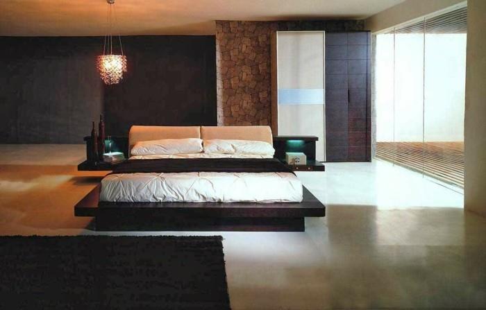 Ameublement et décoration simples de chambre à coucher moderne