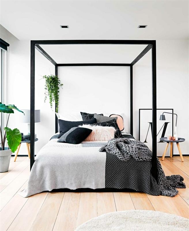chambre à coucher moderne beaux motifs de tissu combinent des coussins de sol en bois