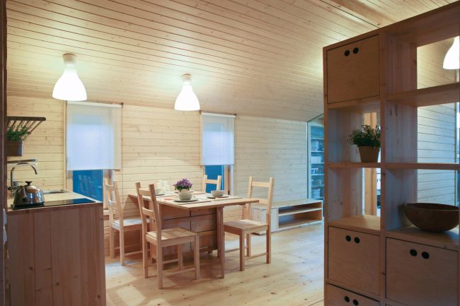 Interiér dřevěného modulárního rámového domu