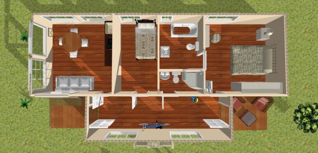 Modulární domy pro celoroční použití: poměrně prostorný modulární dům