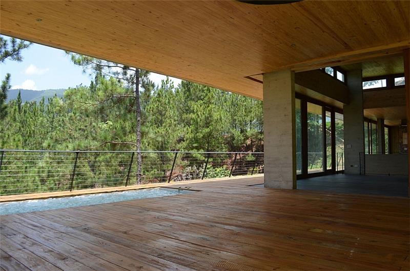 architecture durable terrasse conception piscine plancher en bois plafond en bois république dominicaine