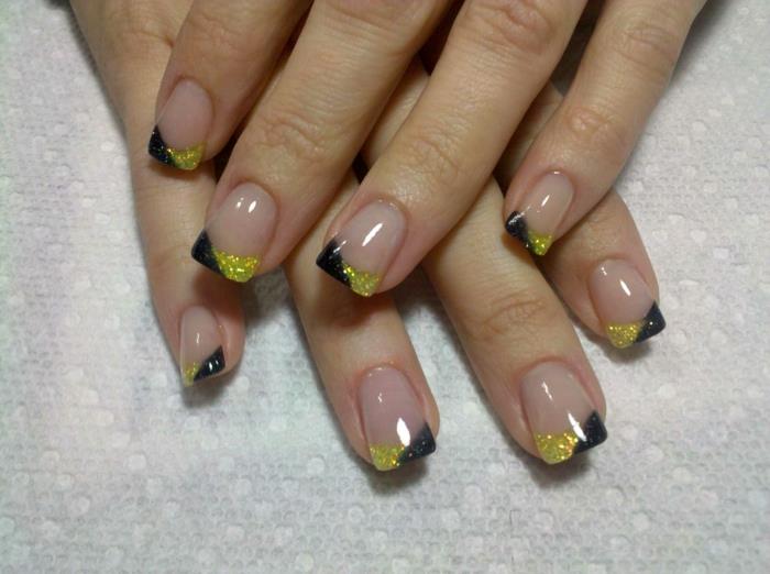 Nail design czarny żółty łączy porady kosmetyczne