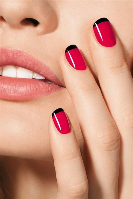 pomysły na lakier do paznokci francuski manicure czarny czerwony