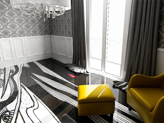 Всекидневна с красив 3D самонивелиращ се под