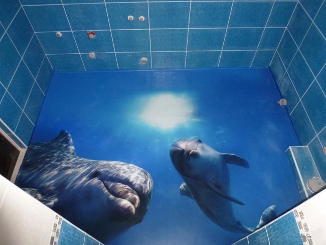3D делфините ще изглеждат страхотно на пода в банята