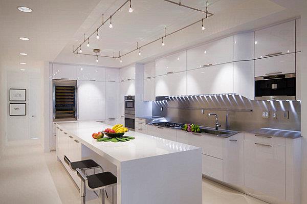 éclairage néon dans la cuisine design minimaliste