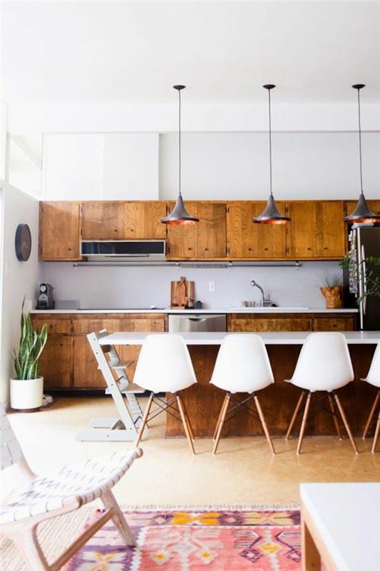 nowe fronty kuchenne wykonane z drewna eames krzesła odnawiają fronty kuchenne