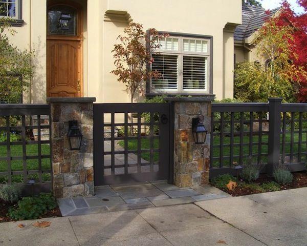 clôture de jardin basse pilier en pierre métal