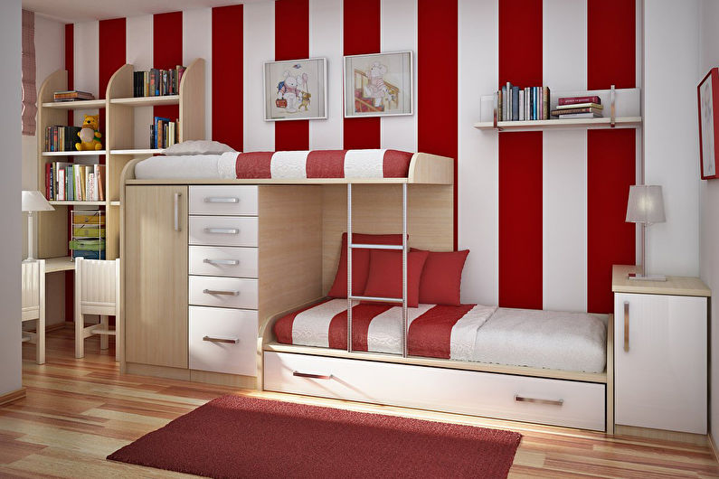 Červená tapeta do dětského pokoje - foto