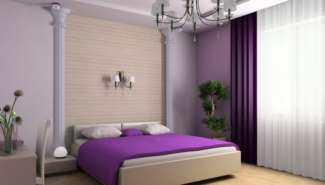 Die Kombination von Vorhängen und Tapeten im Schlafzimmer