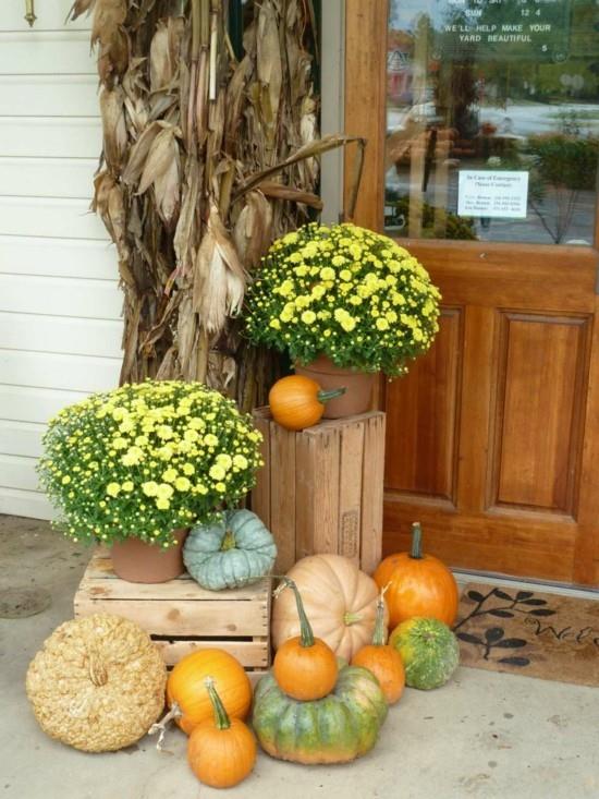 pudełka na owoce jesienna dekoracja na zewnątrz