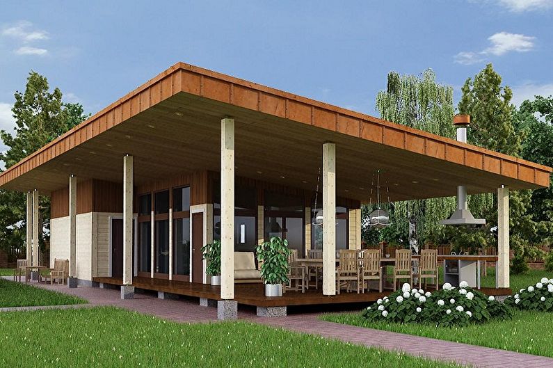 Moderní projekty jednopodlažních domů-Jednopatrový dům s letní kuchyní