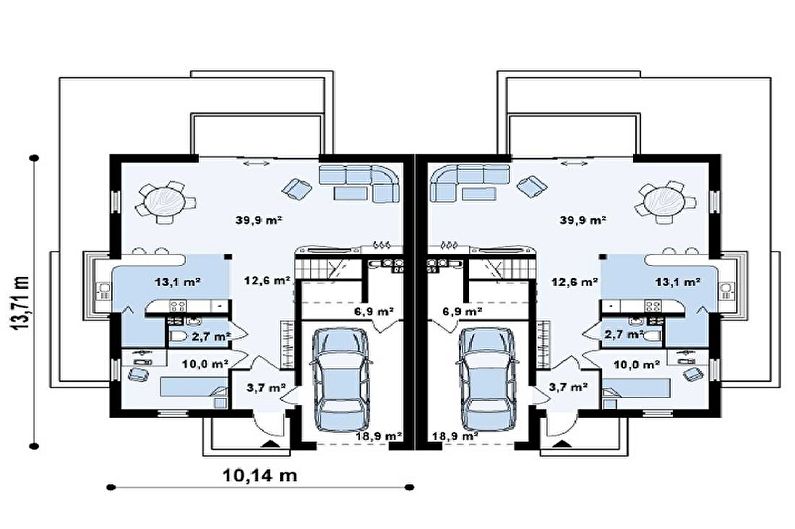 Moderní projekty jednopodlažních domů s garáží - Duplex s garáží