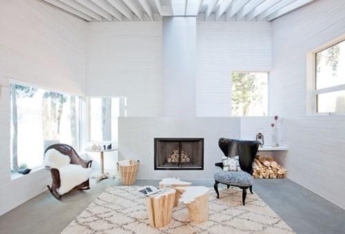 concept d'espace ouvert salon canapé blanc
