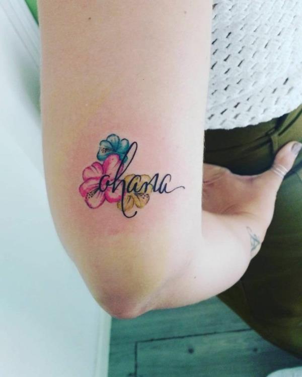 ohana tatouage bras hibiscus police