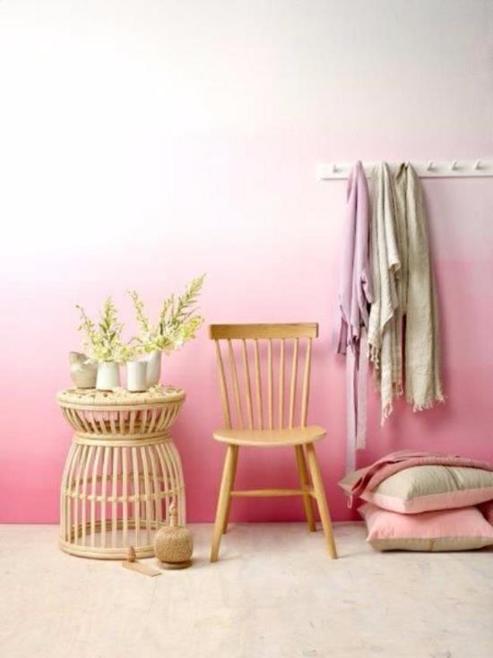 techniki malowania ombre pomaluj różową białą ścianę