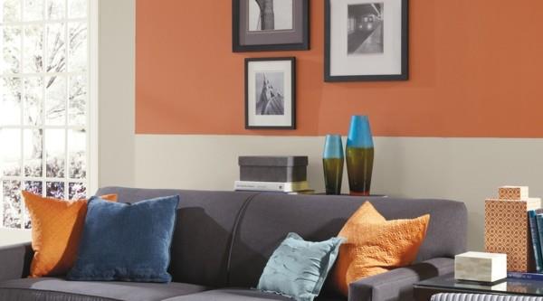 idées de couleurs de mur orange salon