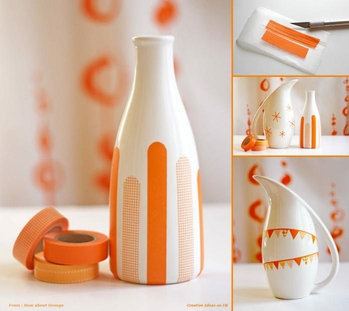 pomarańczowe pomysły na taśmy washi do dekoracji wazonu