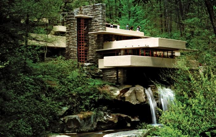architektura organiczna Dom Franka Lloyda Wrighta spadająca woda
