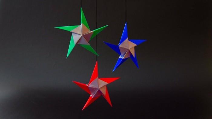 origami étoile de noël instructions papier d'emballage simple décoration de noël