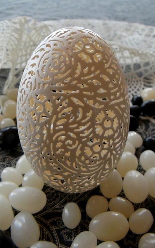 oryginalna dekoracja wielkanocna filigran rzeźbione duże jajko wielkanocne