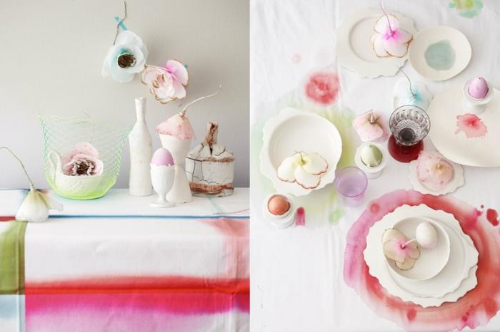 bricoler des idées de décorations de table faire des coquetiers en batik de style ombre des œufs de pâques