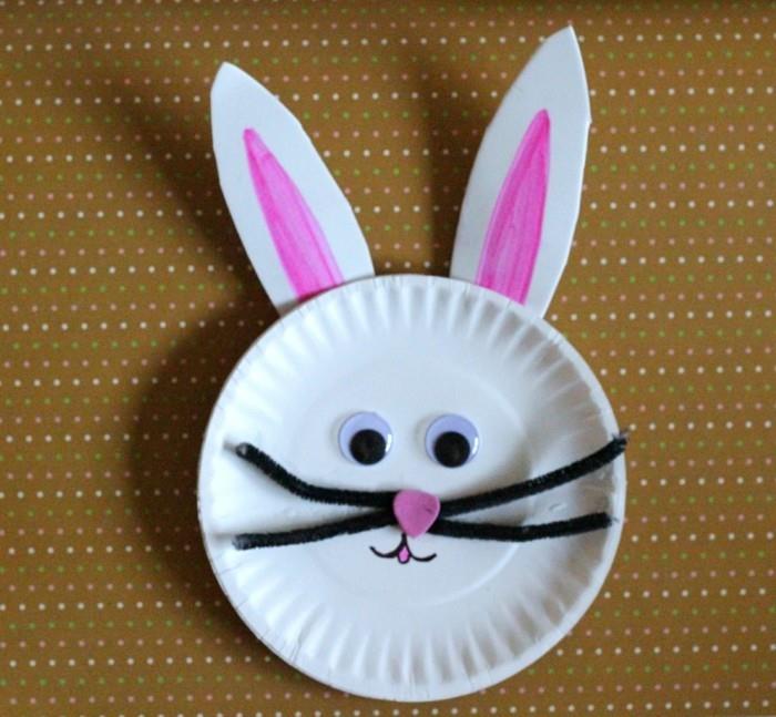 Décorations de Pâques bricoler avec des idées d'assiettes en carton pour enfants lapin de Pâques