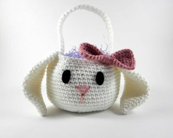 décoration de pâques crochet oeuf de pâques panier lapin blanc