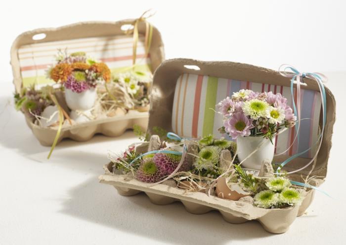 faites-le vous-même idées de décoration de pâques carton d'oeufs coquilles d'oeufs oeufs de pâques fleurs