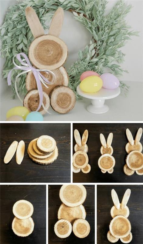 Faites vous-même des décorations de table de lapin de Pâques en bois