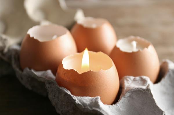 świece wielkanocne skorupki jajek beżowa purystyczna dekoracja