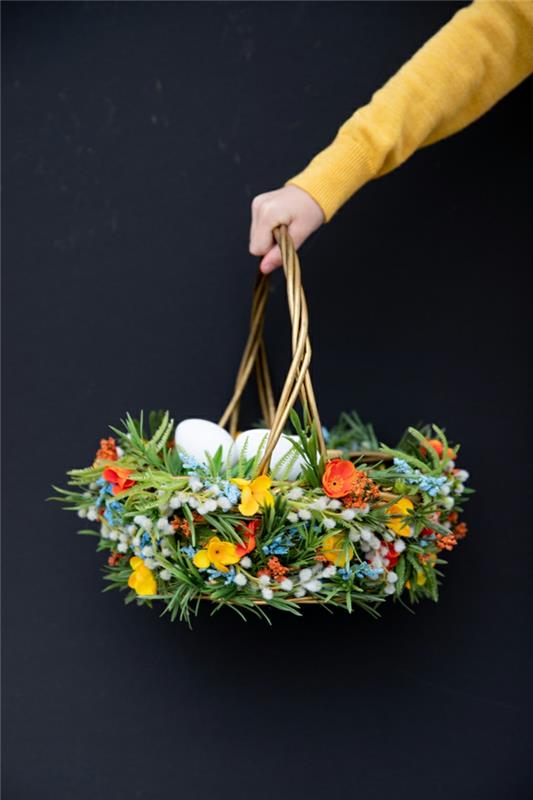 cuire au four nid de pâques gâteau au chocolat panier de pâques bricoler avec des fleurs