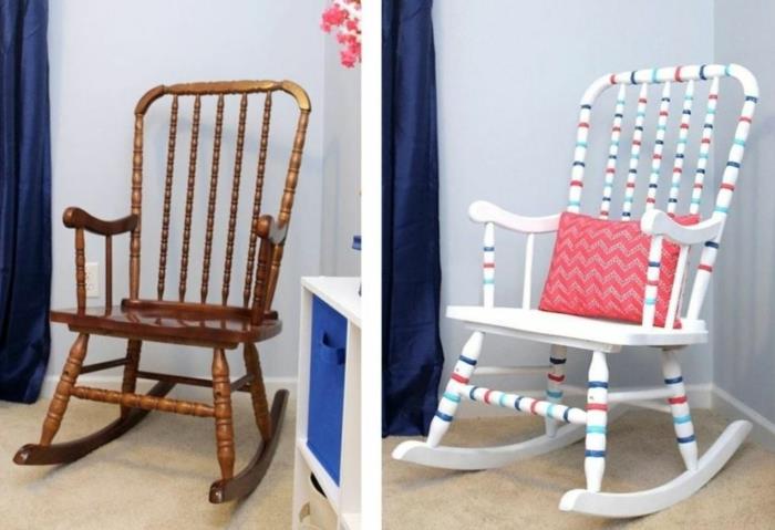 chaise berçante d'extérieur avant et après