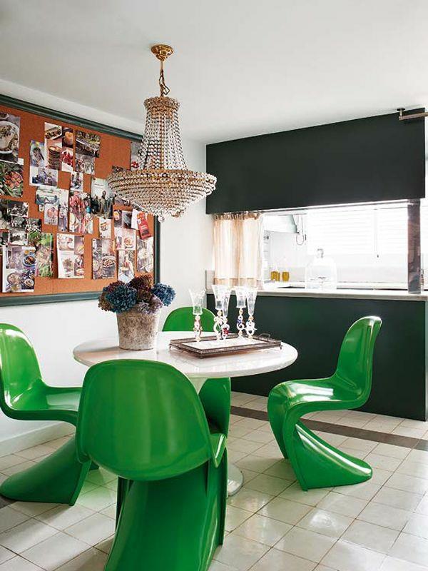 Panton krzesło zielone designerskie krzesła meble do jadalni okrągły stół