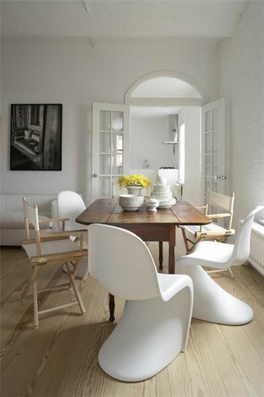Panton krzesło białe designerskie krzesła meble do jadalni meble z drewna